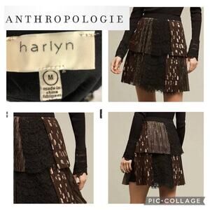 Anthropologie Soho Mini Skirt by Harlyn, pleated tiered in black size medium